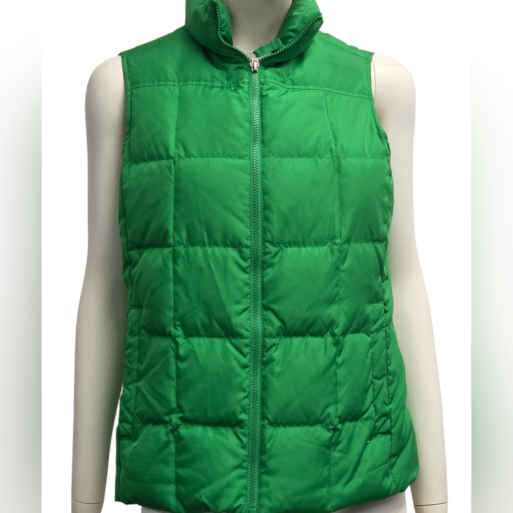 Green Puffer Preppy Ski Chic Quilted Zip Up Ski Winter Vest